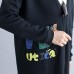 2021 fall black alphabet print cotton coat plus size v neck hooded cardigans outwear