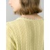 Pale Yellow Tencel Pearl Trim Knit Cardigan Pale Yellow Tencel Pearl Trim Knit Cardigan