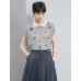 Contrast Collar Leaf Embroidery Sleeveless Knit Polo Top Contrast Collar Leaf Embroidery Sleeveless Knit Polo Top