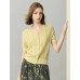 Pale Yellow Tencel Pearl Trim Knit Cardigan Pale Yellow Tencel Pearl Trim Knit Cardigan