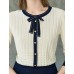 Contrast Bow Detail Knit Cardigan