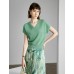 V-Neck Short Sleeve Knit Top