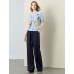 Sky Blue Floral Intarsia Short Sleeve Knit Cardigan Top Sky Blue Floral Intarsia Short Sleeve Knit Cardigan Top