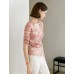 Tie Dye V-Neck Wrap Elbow Sleeve Top