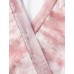 Tie Dye V-Neck Wrap Elbow Sleeve Top