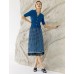 Blue Ribbed Knit Elbow-Sleeve Cardigan Blue Ribbed Knit Elbow-Sleeve Cardigan