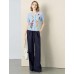 Sky Blue Floral Intarsia Short Sleeve Knit Cardigan Top Sky Blue Floral Intarsia Short Sleeve Knit Cardigan Top