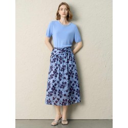 Pearl-Embellished Short Sleeve Knit Top