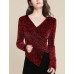 Glittery Wrap-Front Long Sleeve Top Glittery Wrap-Front Long Sleeve Top