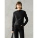 Ruched Slim Fit Mock Neck Long-Sleeve Knit Top Ruched Slim Fit Mock Neck Long-Sleeve Knit Top