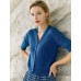 Blue Ribbed Knit Elbow-Sleeve Cardigan Blue Ribbed Knit Elbow-Sleeve Cardigan