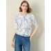 Floral Print Elbow-Sleeve Knit Cardigan