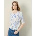 Floral Print Elbow-Sleeve Knit Cardigan