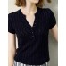 Tailored Open-Collar Knit Top Tailored Open-Collar Knit Top