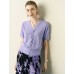 V-Neck Cable-Knit Short Sleeve Top