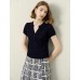 Tailored Open-Collar Knit Top Tailored Open-Collar Knit Top