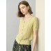 Pale Yellow Tencel Pearl Trim Knit Cardigan Pale Yellow Tencel Pearl Trim Knit Cardigan