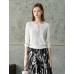 Tencel Eyelet Knit Tie-Neck Sweater Tencel Eyelet Knit Tie-Neck Sweater