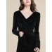 Glittery Wrap-Front Long Sleeve Top Glittery Wrap-Front Long Sleeve Top