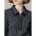 Striped Zip-Up Polo Knit Top