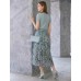 Wavy Openwork Tencel Linen Henley Knit Top