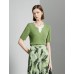 Leaf Green Ribbed V-Neck Layered Knit Top