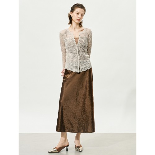 Sheer Knit Flared Sleeve Cardigan