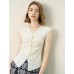 Ruched Knit Sleeveless V-Neck Top