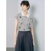 Contrast Collar Leaf Embroidery Sleeveless Knit Polo Top Contrast Collar Leaf Embroidery Sleeveless Knit Polo Top