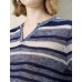 Striped V-Neck Knit Short Sleeve Top