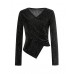 Glittery Wrap-Front Long Sleeve Top Glittery Wrap-Front Long Sleeve Top
