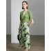 Leaf Green Ribbed V-Neck Layered Knit Top